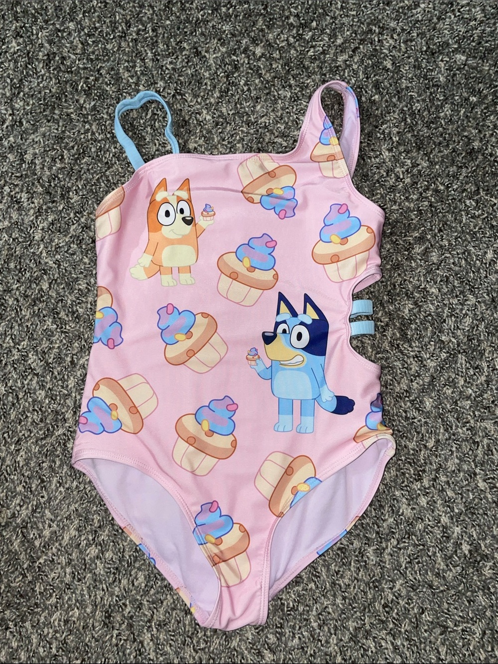 Bluey Pink Cupcake Print Kids' One-Piece Swimsuit YL (10-12)